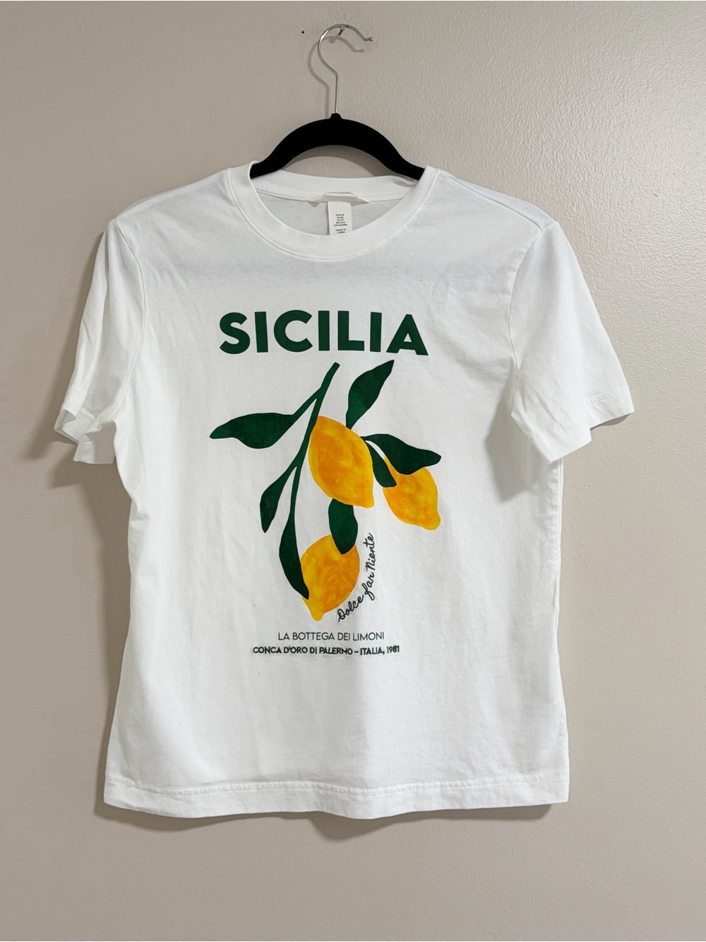 H&M White Sicilia Lemon Graphic T-shirt Size X Small